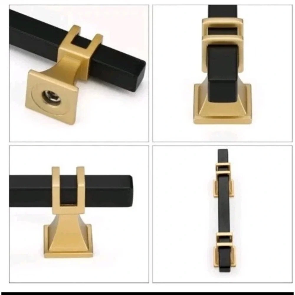 10 Pack Black and Gold Cabinet Pulls Matte Black Drawer Pulls Black-NEW A12